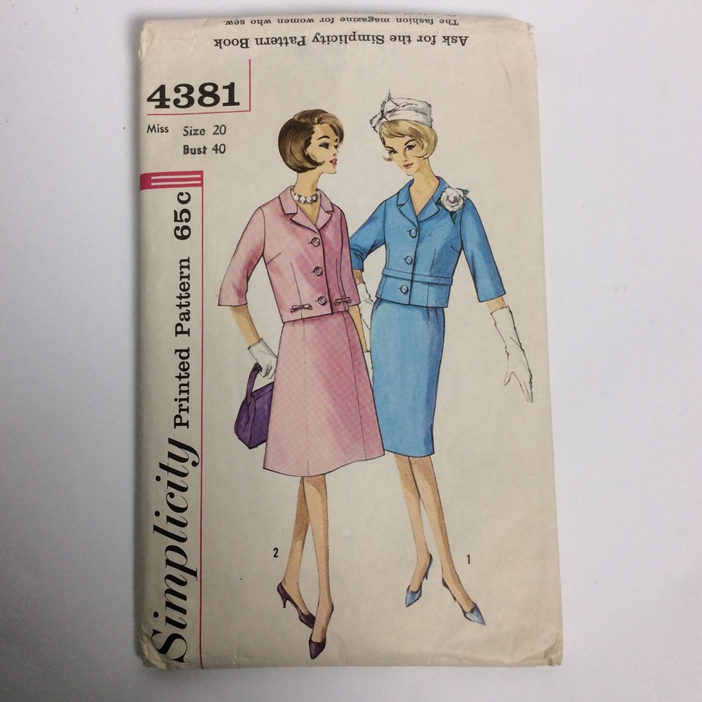 VTG Simplicity Sewing Pattern #4381 Suit &Skirt